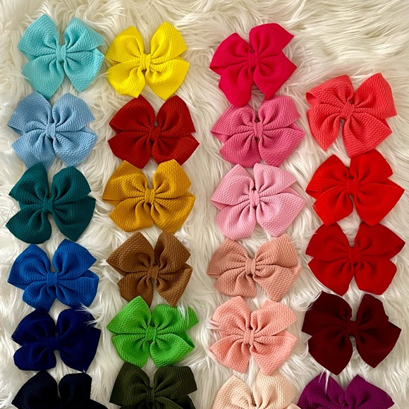 🎀NEW 30 - 5.5” INCH BOHO WAFFLE BOWS W ALLIGATOR CLIPS OR PONYTAIL/HEADBAND! - Picture 3 of 7